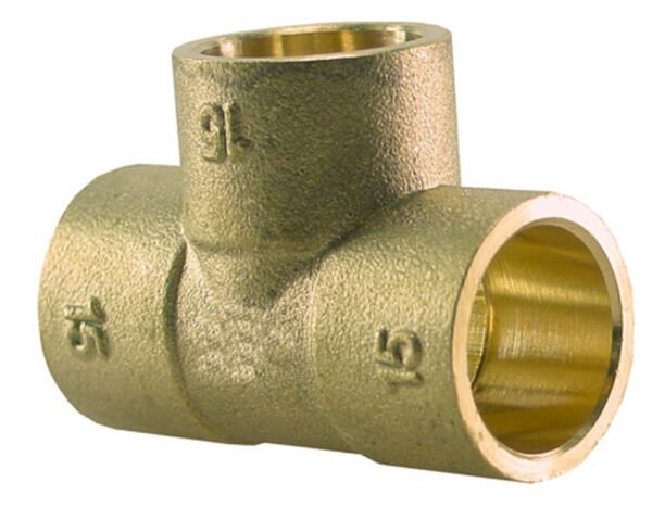 Soldeerfitting T-stuk Kiwa Gastec 22 mm bi messing - Soldeerfittingen | Lapy
