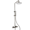 Doucheset thermostatisch (in hoogte verstelbaar) rond Gun Metal met geribbeld knop | Lapy