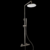 Doucheset thermostatisch (in hoogte verstelbaar) rond Gun Metal met geribbeld knop | Lapy