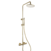 Doucheset thermostatisch (in hoogte verstelbaar) rond Goud Geborsteld met geribbeld knop douchekop 25 cm | Lapy