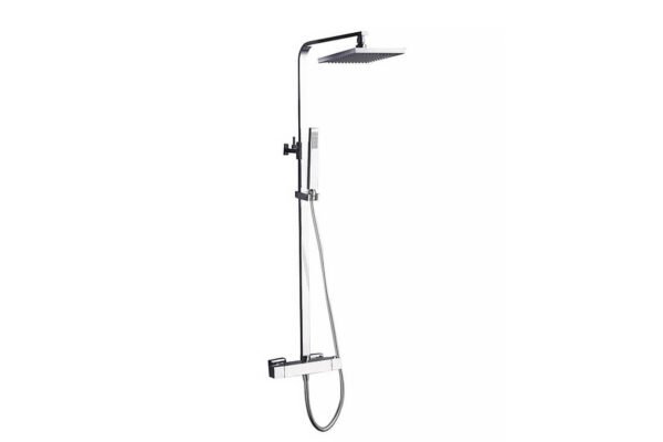 Doucheset thermostatisch (in hoogte verstelbaar) vierkant Chroom OP = OP - Doucheset opbouw | Lapy