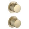 Doucheset inbouw met box thermostaat, muurbevestiging / afwerkringen / douchekop 25 cm rond Goud Geborsteld met | Lapy