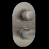 Badset inbouw met box thermostaat, muurbevestiging / doucheslang, staafhanddouche rond Gun Metal met geribbeld knop | Lapy