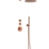 Doucheset inbouw deluxe met box thermostaat, muurbevestiging / douchekop 25 cm rond Brons - Doucheset inbouw Brons | Lapy