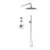 Doucheset inbouw deluxe met box thermostaat, muurbevestiging / douchekop 30 cm rond Chroom met geribbeld knop | Lapy