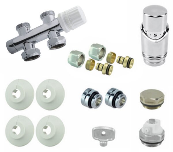Riko onderblok set recht compleet 16 x 2,0 chroom - Radiatoren | Lapy