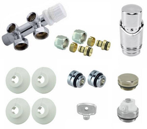 Riko onderblok set haaks rechts compleet 16 x 2,0 chroom - Radiatoren | Lapy