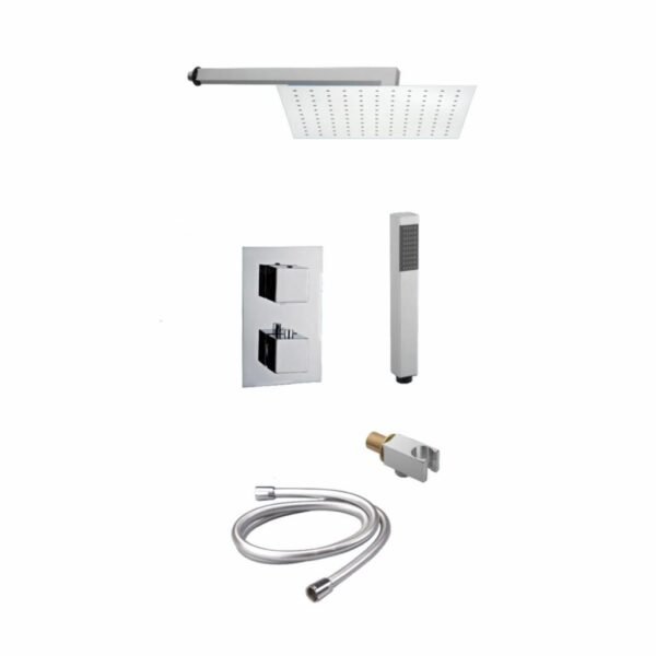Doucheset inbouw met thermostaat, muurbevestiging / douchekop 30 cm vierkant Chroom OP = OP