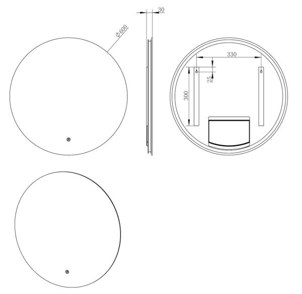 Malaga spiegel rond met LED, Dimbaar 60cm - Spiegels | Lapy
