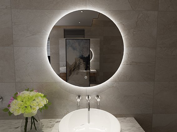 Malaga spiegel rond met LED, Dimbaar 80cm
