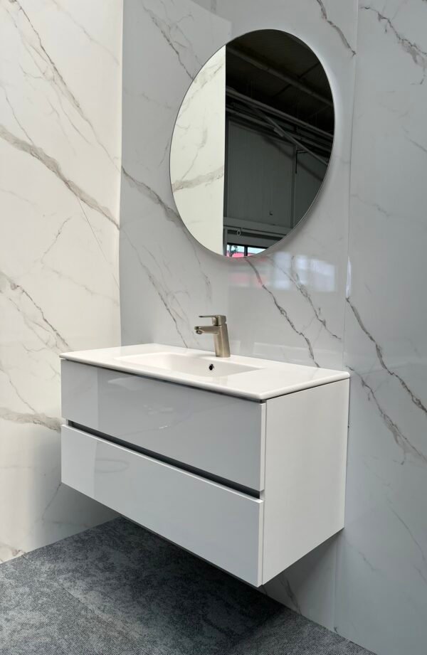 Valencia 100cm wit glans met wastafel - Badmeubels | Lapy