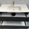 Valencia 100cm zwart mat met wastafel - Badmeubels | Lapy