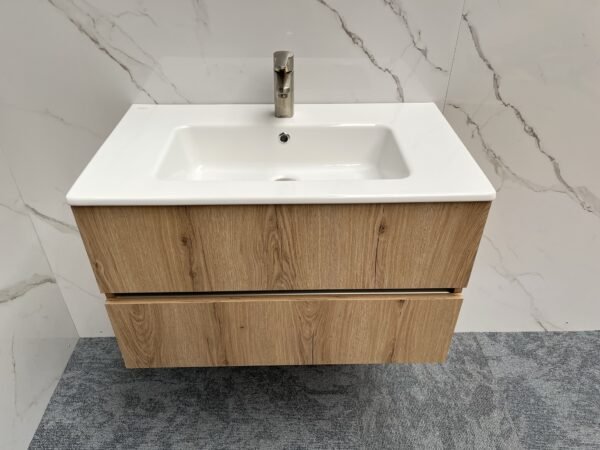 Valencia 80cm Authentiek Eiken met wastafel - Badmeubels | Lapy