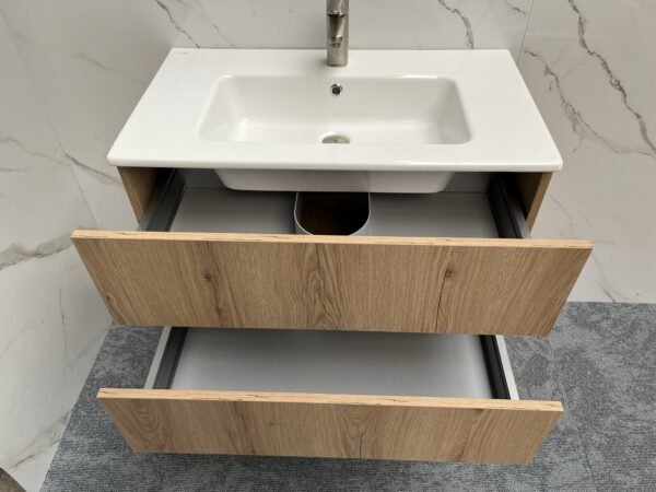 Valencia 80cm Authentiek Eiken met wastafel - Badmeubels | Lapy