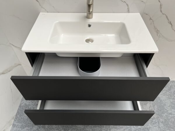 Valencia 80cm zwart mat met wastafel - Badmeubels | Lapy