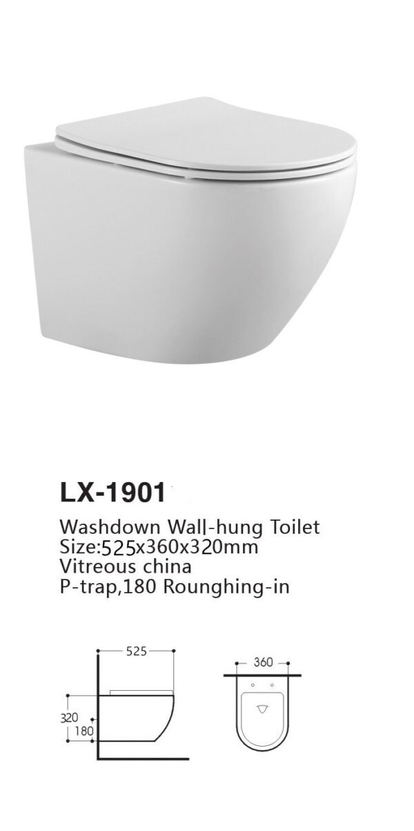 WC.1002 Dakota Wandtoilet Randloos - Wandcloset rimfree | Lapy