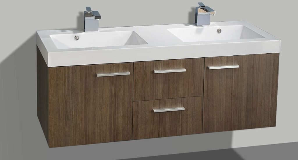 BM badmeubelset met aluminium greep 131 Grey Oak zonder spiegel OP = OP