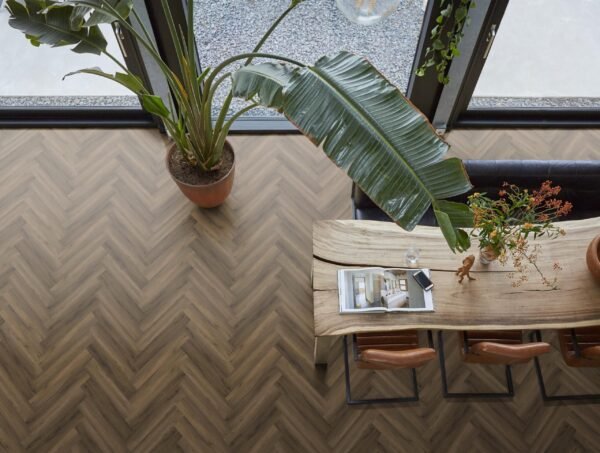 YUP Paddington Herringbone dryback warm brown - PVC Vloeren | Lapy