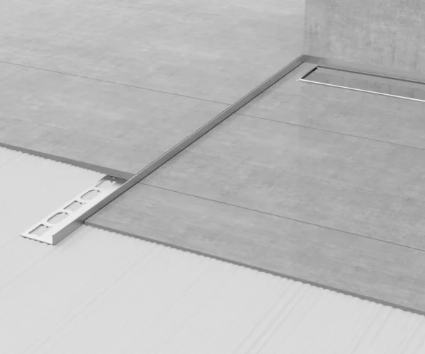 Mapei Geborsteld RVS Afschotprofiel 1200 mm H1=11 mm H2 =29 mm links