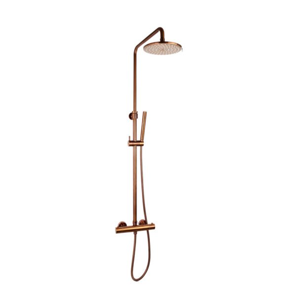 Doucheset thermostatisch (in hoogte verstelbaar) rond Brons douchekop 30 cm - Doucheset opbouw | Lapy