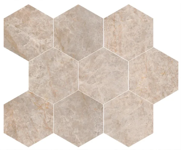 Energieker Taj Mahal Amber Mosaico Esagoni Lev. 26X30 Glans - Mozaïek Natuursteenlook | Lapy