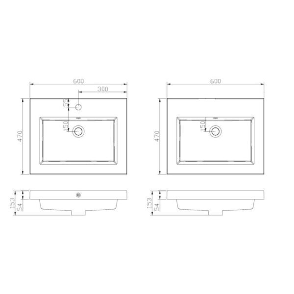 Wastafel Trend Keramiek 60 - Wastafels 60 cm | Lapy